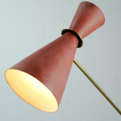 Mid-Century Modern Brass Floor Lamp with Red Laquered Shade by Otto ... Mid-Century Modern Brass Floor Lamp with Red Laquered Shade by Otto ...