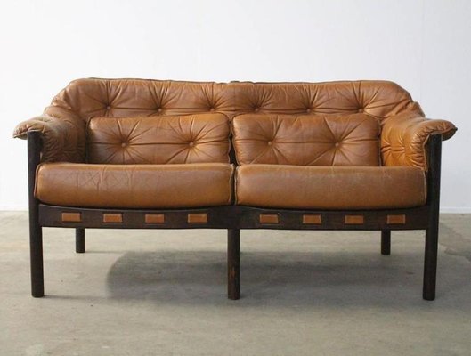 Mid Century Camel Leather Two Seater Sofa By Arne Norell For Coja Mid Century Camel Leather Two Seater Sofa By Arne Norell For Coja 4