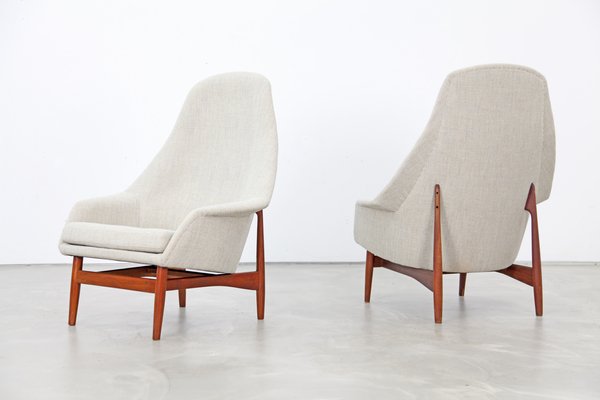 High Back Lounge Chairs By Ib Kofod Ln 1957 Set Of 2 For High Back Lounge Chairs By Ib Kofod Ln 1957 Set Of 2