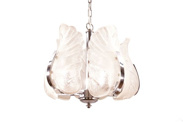 Vintage Chrome And Murano Glass Chandelier By Carl Fagerlund For Orrefors 1