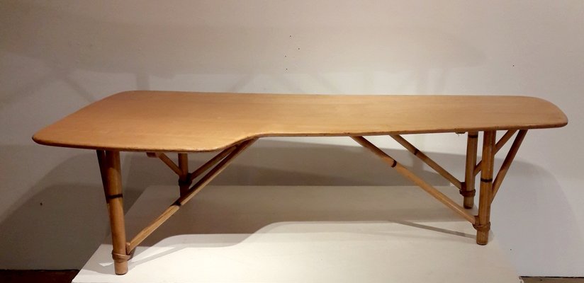 Wood And Bamboo Coffee Table 1950s For At Pamono Wood And Bamboo Coffee Table 1950s 1
