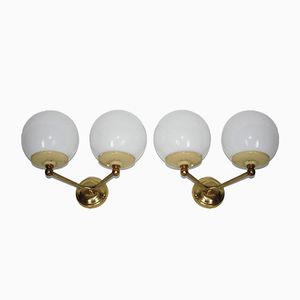 Paire De Grandes Appliques Pierre Vandel 1970, Style Moderniste Memphis, Aluminium Et Perspex