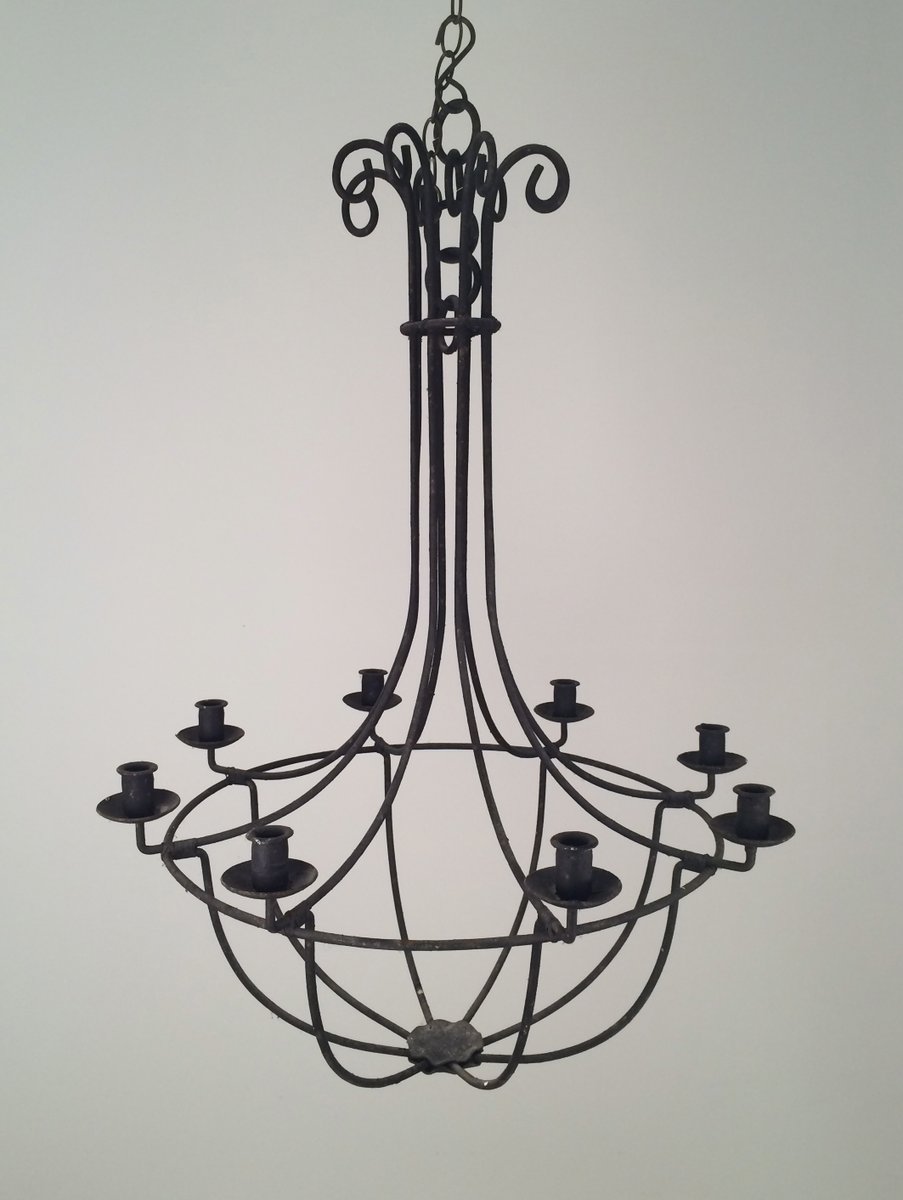 6 Arm Wrought Iron Cage Chandelier 1940s For At Pamono Wrought Iron Cage Chandelier 1940s 8 1 318 00 Price Per Piece