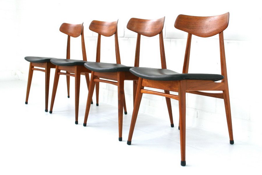 Deutsche Teak Esszimmerstühle von Habeo, 1960er, 4er Set bei Pamono kaufen