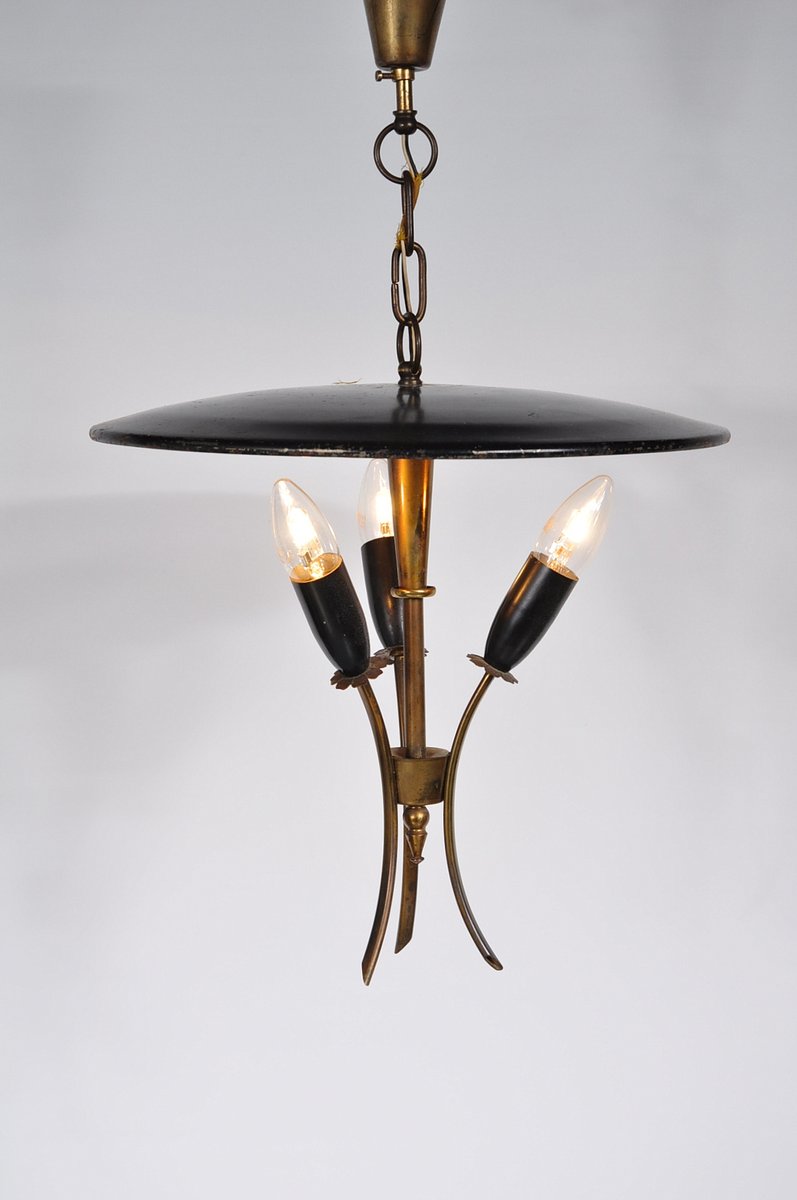 French Black Metal Brass Hanging Lamp 1950s For At Pamono French Black Metal Brass Hanging Lamp 1950s