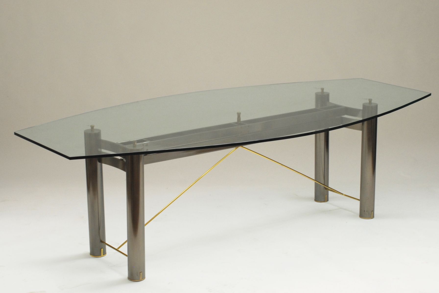 Vintage Glass And Steel Dining Table From Belgochrom For At Vintage Glass And Steel Dining Table From Belgochrom