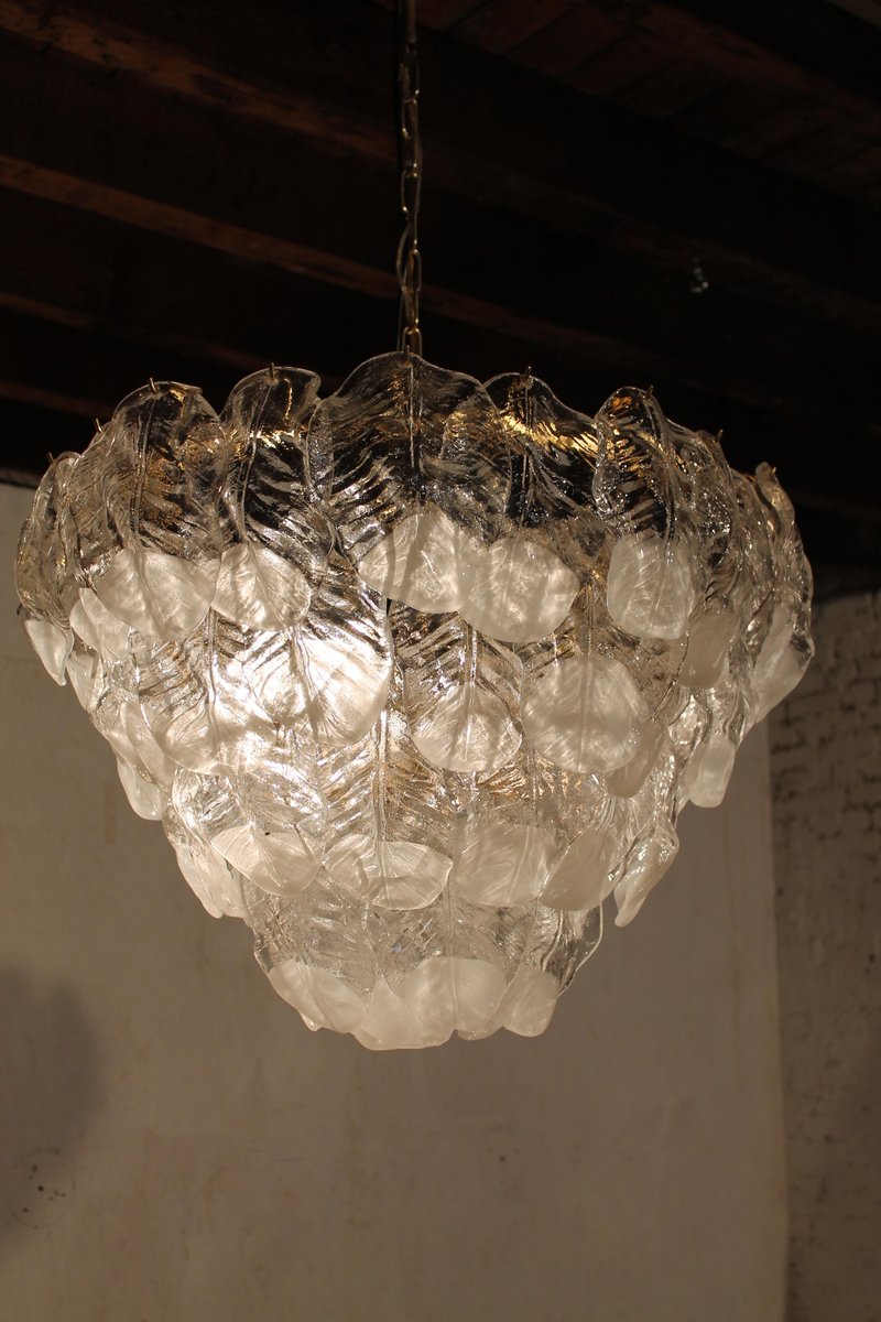 Large Glass Leaf Chandelier From Mazzega 1960s For At Pamono Large Glass Leaf Chandelier From Mazzega 1960s