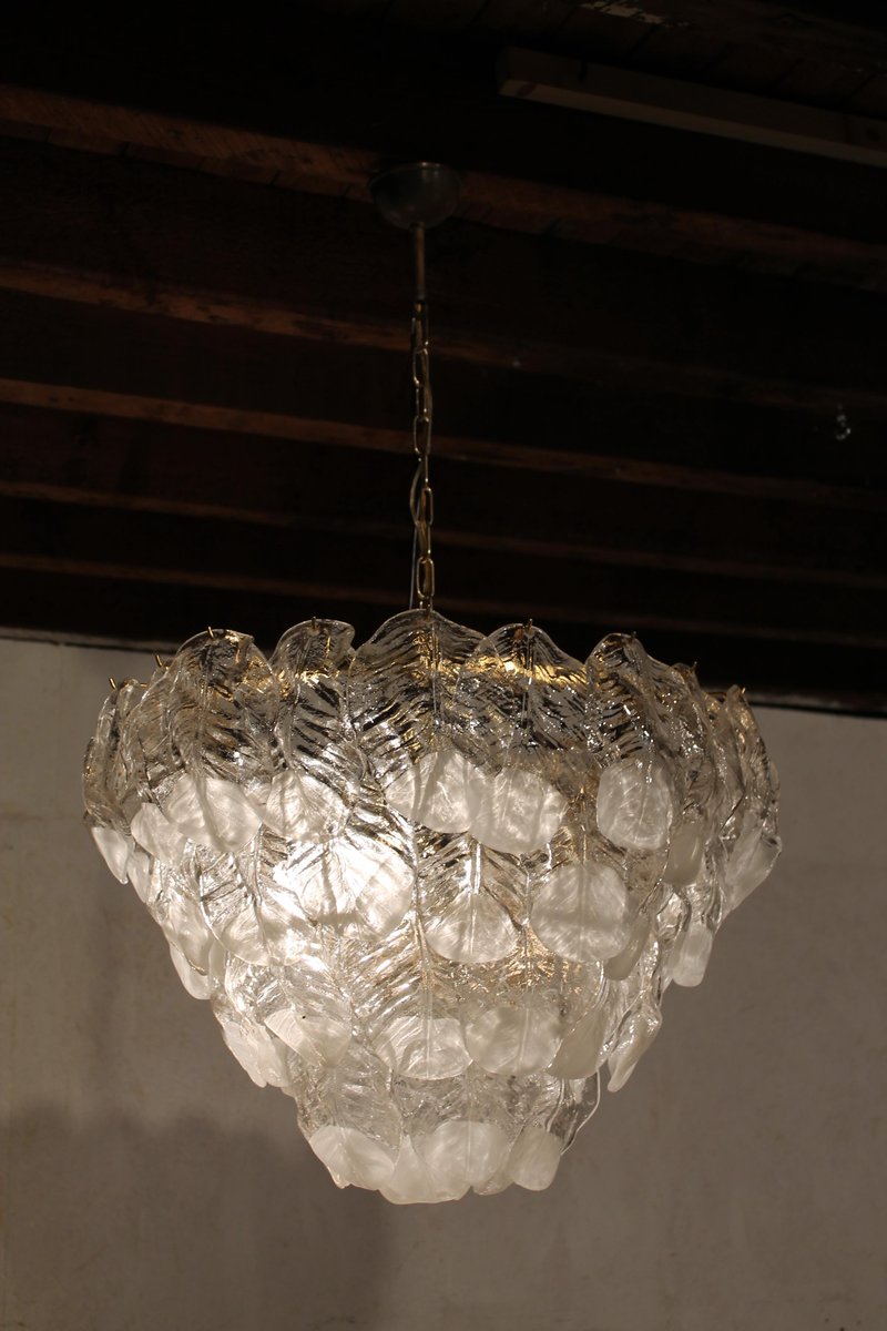 Large Glass Leaf Chandelier From Mazzega 1960s For At Pamono Large Glass Leaf Chandelier From Mazzega 1960s