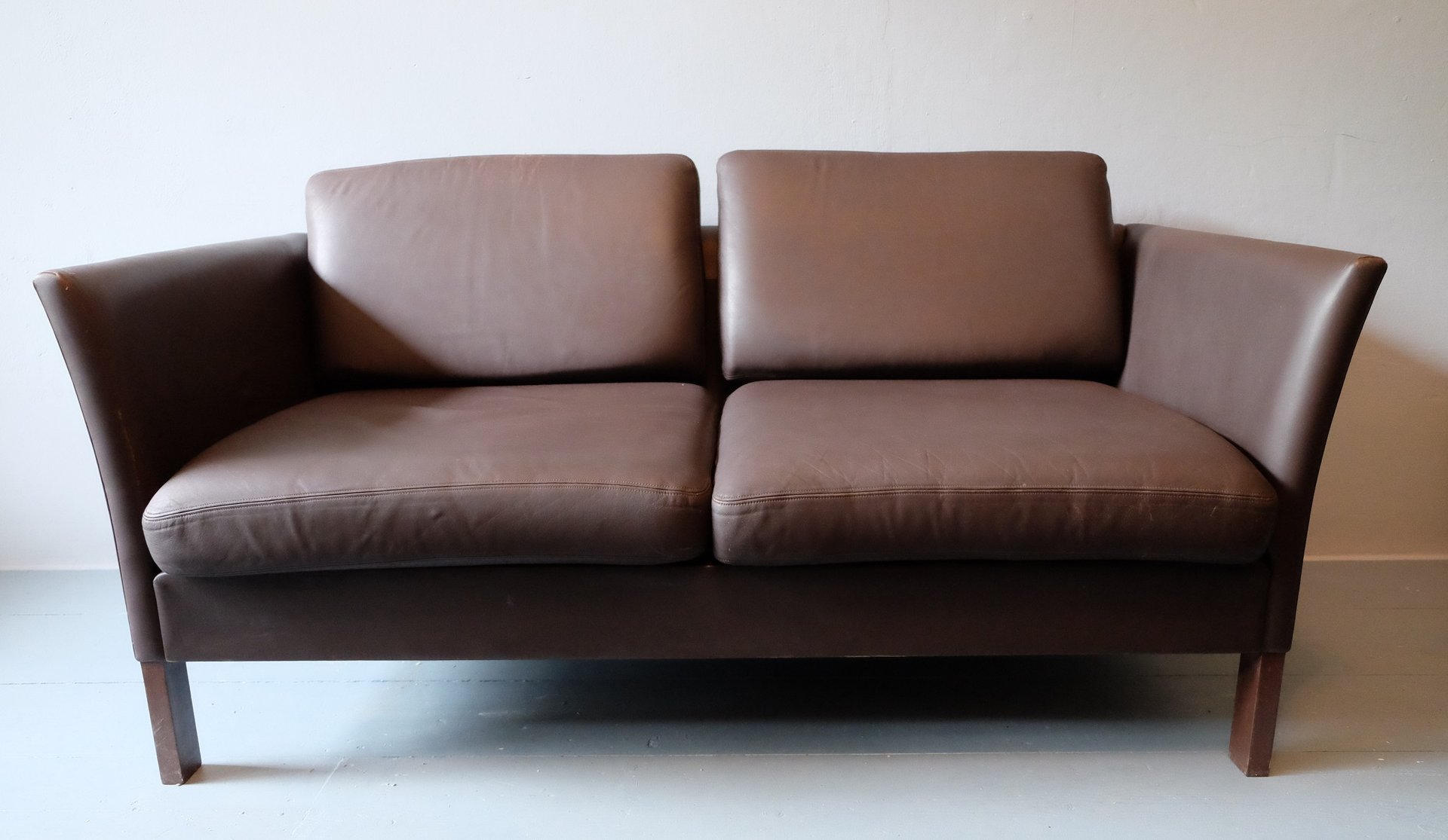 Danish Leather Sofa Loveseat 1970s