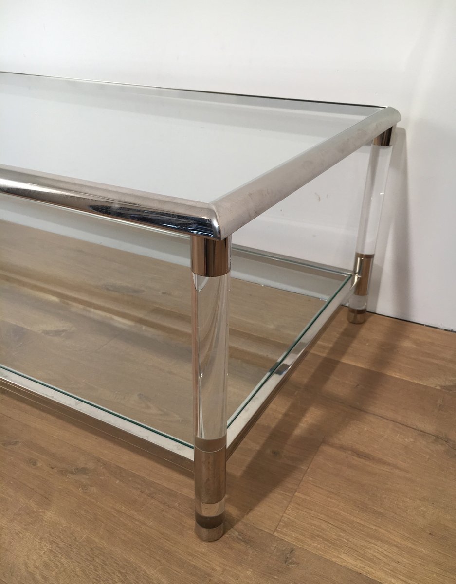 Vintage Chrome And Plexiglass Coffee Table For At Pamono Vintage Chrome And Plexiglass Coffee Table 9 1 811 00 Price Per Piece