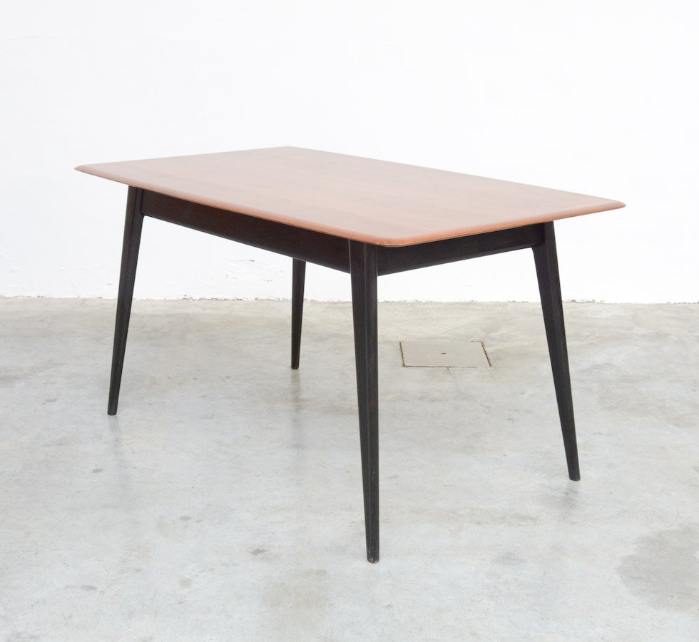 Mid Century Black Lacquered Teak Dining Table 1950s For At Pamono Mid Century Black Lacquered Teak Dining Table 1950s