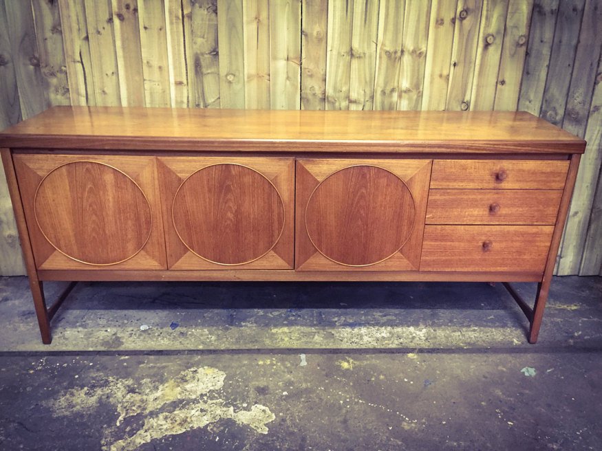 Mid Century British Teak Circles Sideboard By Patrick Lee For Mid Century British Teak Circles Sideboard By Patrick Lee For Nathan 1960s
