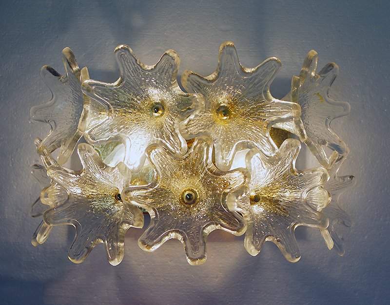 Murano Glass Flower Wall Sconces By Venini For Veart Italy 1960s Per Set