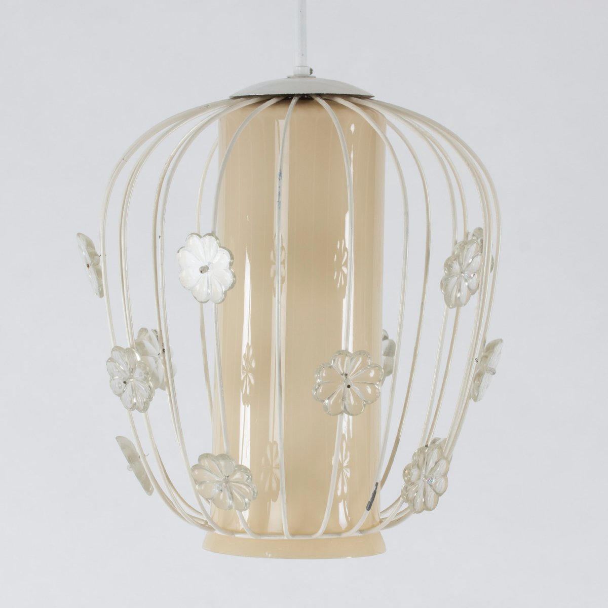 Swedish Ceiling Light In Glass Lacquered Metal 1950s