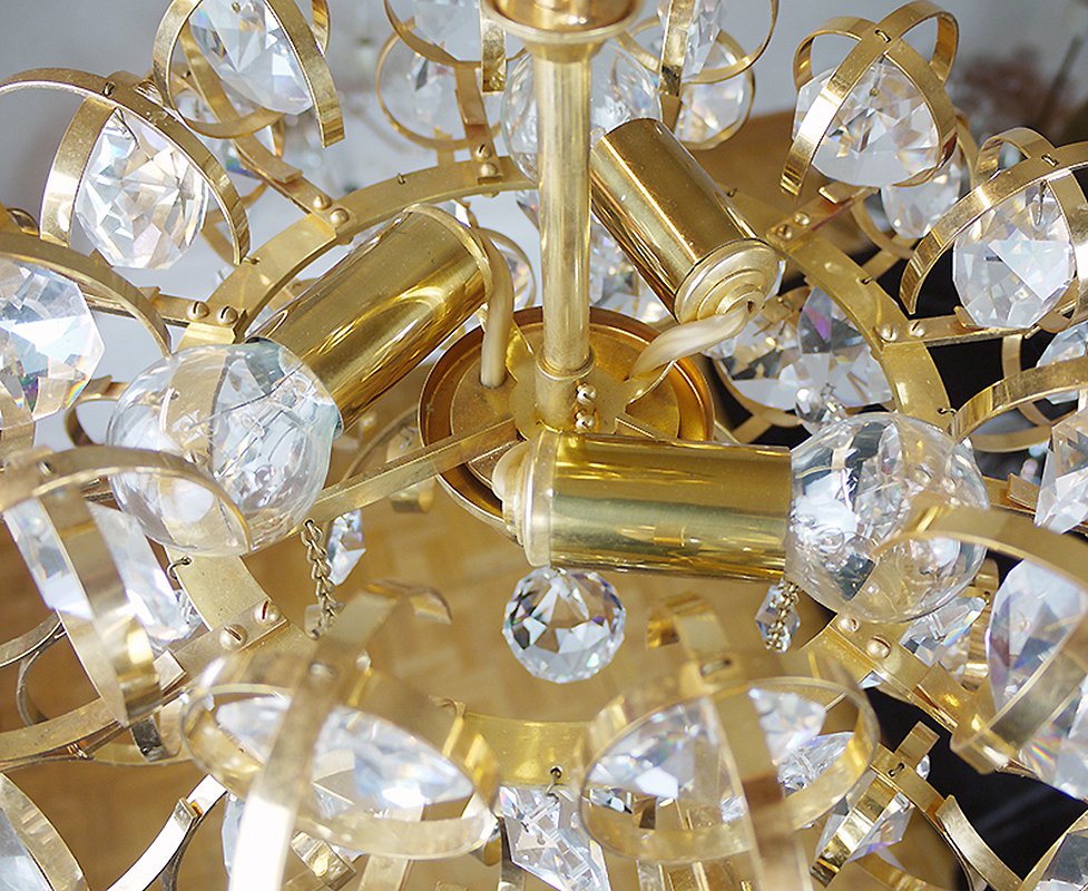 German Sputnik Gold Plated Crystal Chandelier From Palwa 1960s German Sputnik Gold Plated Crystal Chandelier From Palwa 1960s For At Pamono