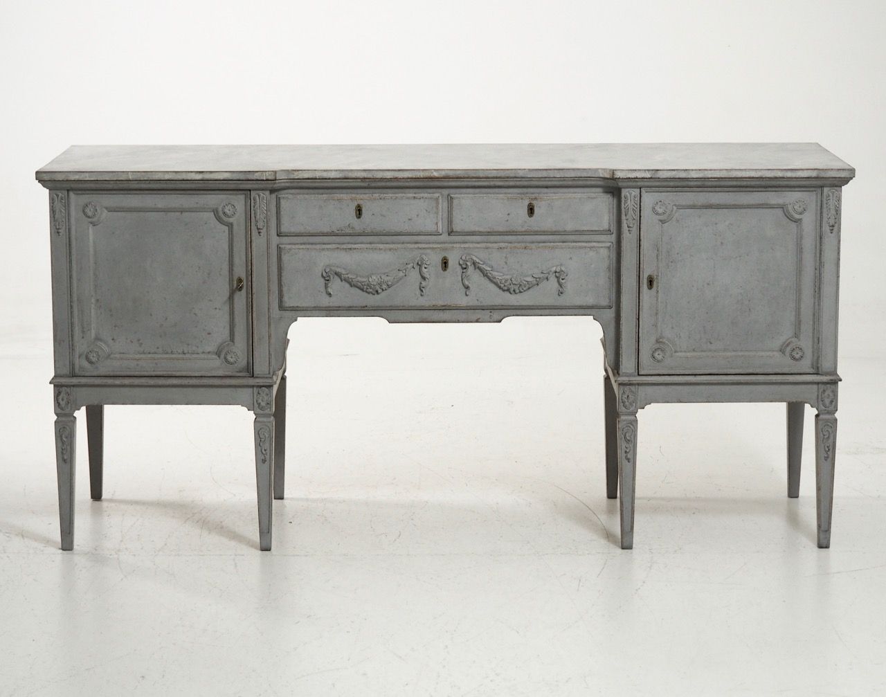 Vintage Carved Desk With Faux Painted Marble Top For At Pamono
