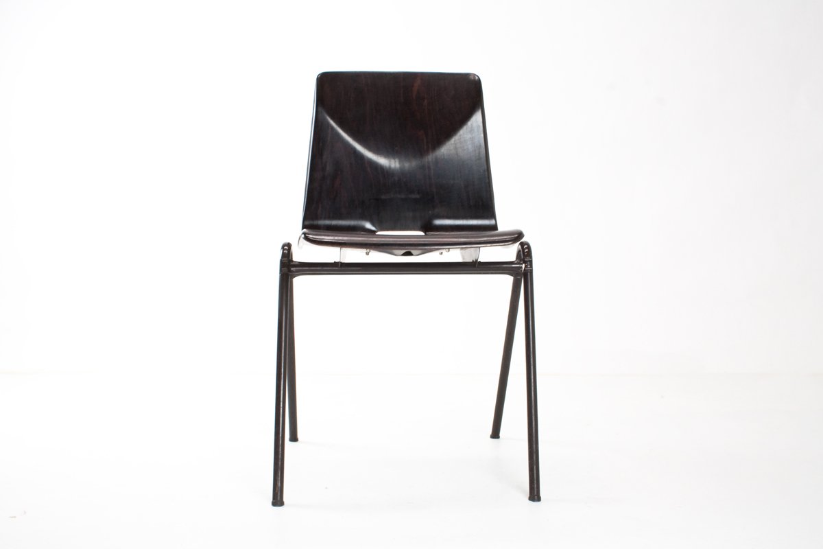 industrial s25 plywood and metal school chairs from galvanitas 1975