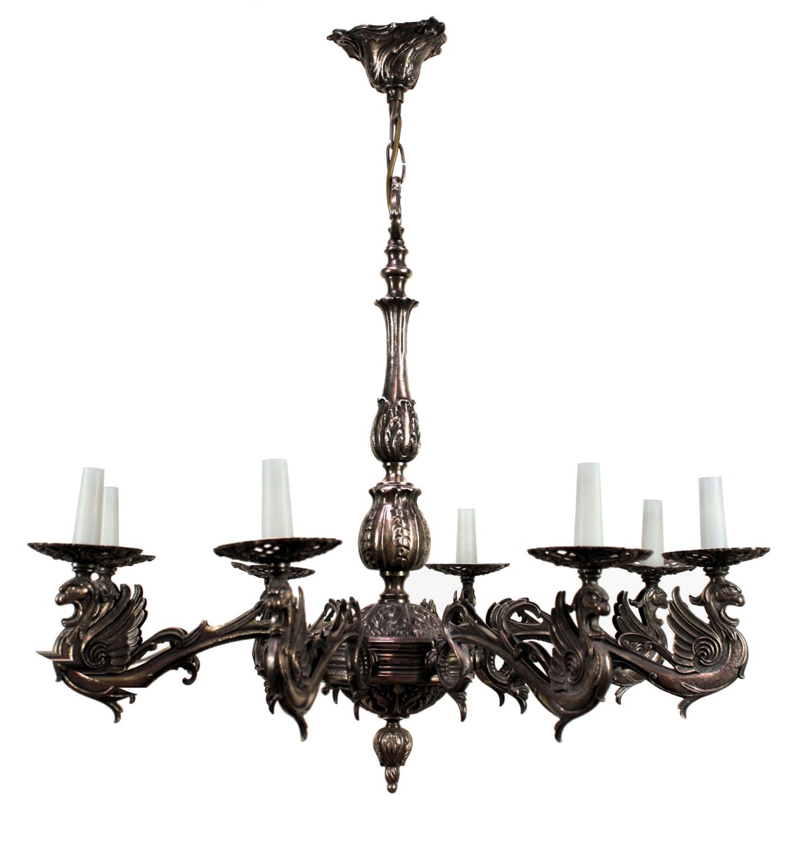 French Silvered Bronze Gothic Style Chandelier 1900s For At French Silvered Bronze Gothic Style Chandelier 1900s