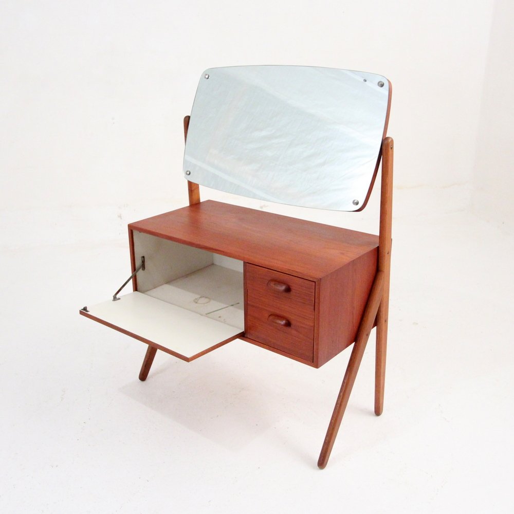 teak dressing table with pivoting mirror 4