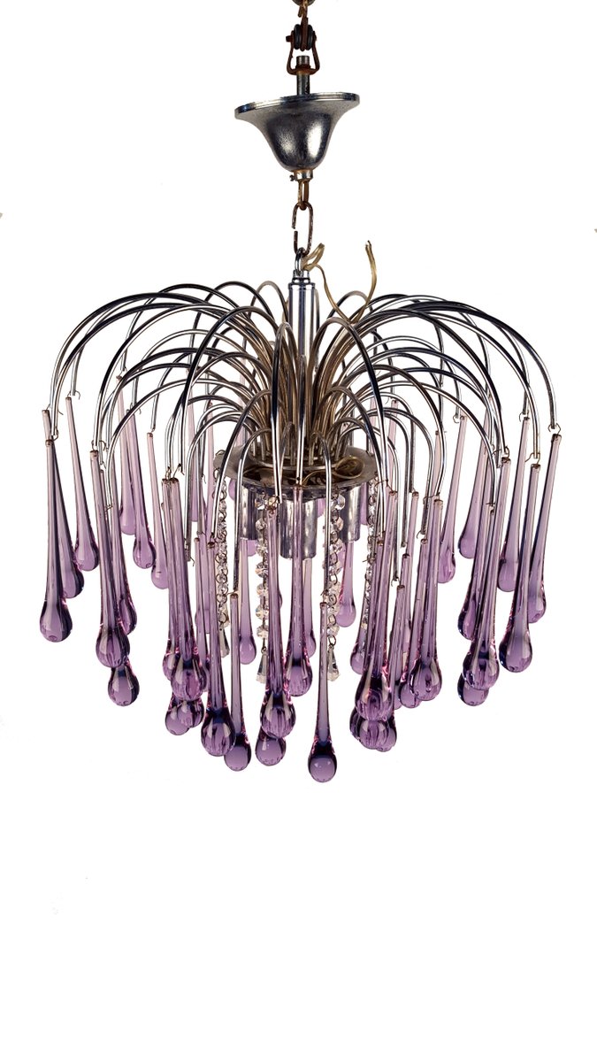 Murano Crystal Teardrop Waterfall Chandelier By Paolo Venini 1960s Murano Crystal Teardrop Waterfall Chandelier By Paolo Venini 1960s