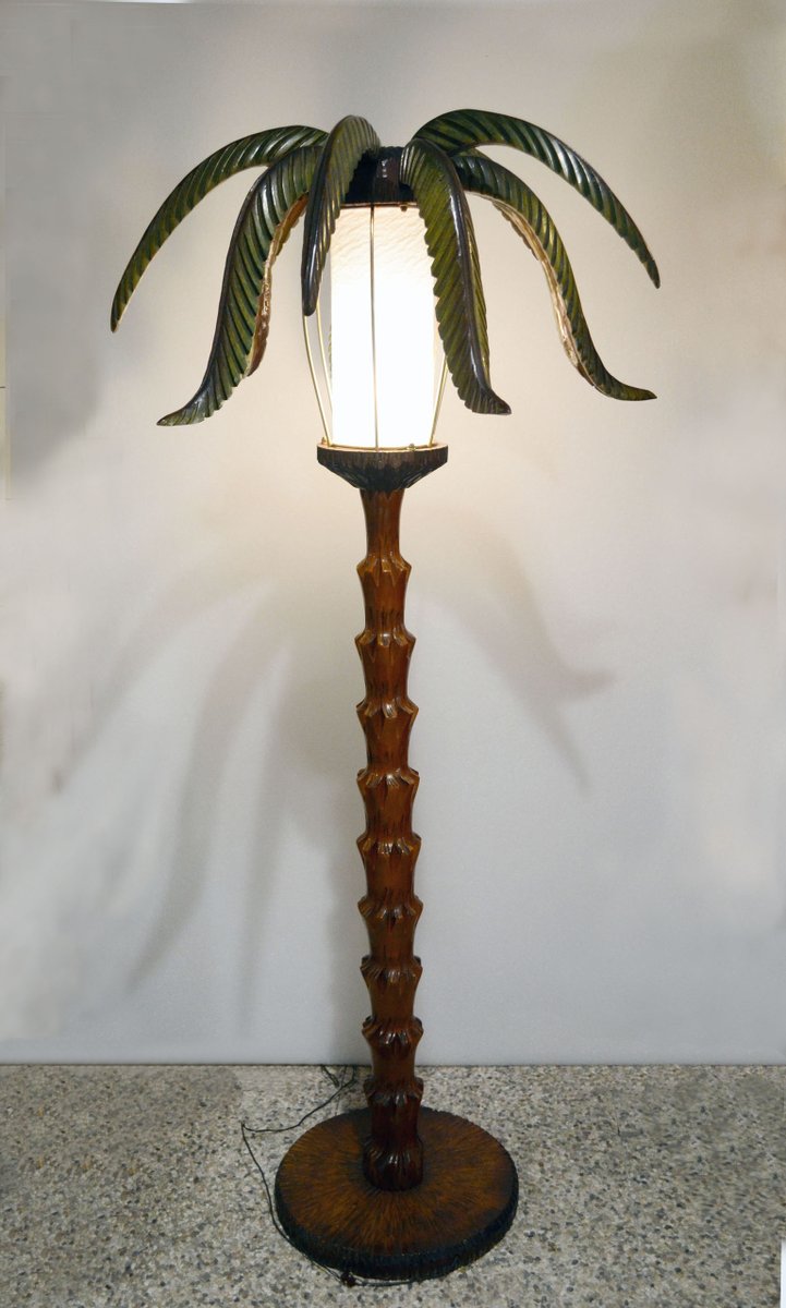 Wooden Palm Tree Floor Lamp, 1950s for sale at Pamono Wooden Palm Tree Floor Lamp, 1950s for sale at Pamono
