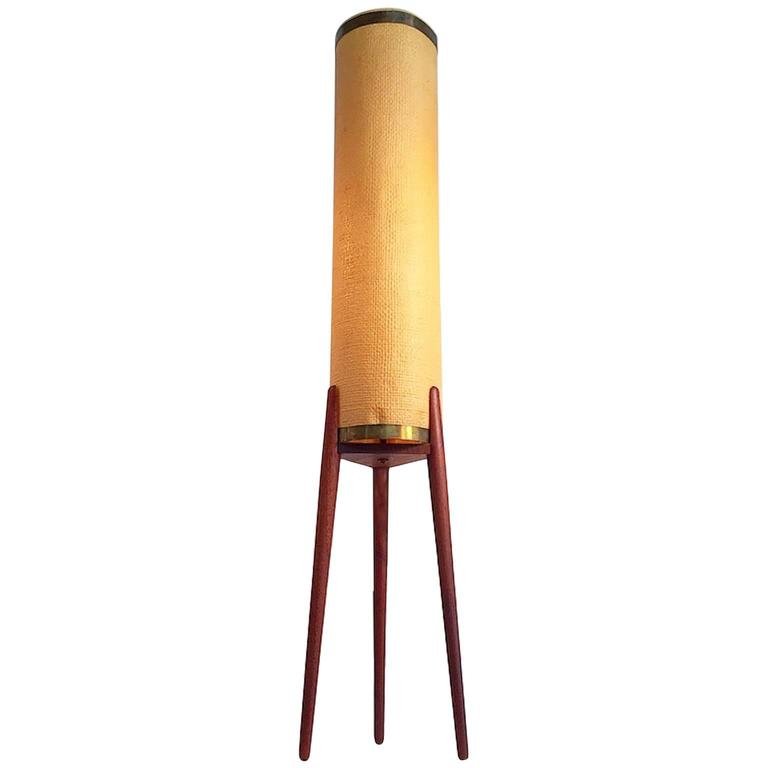 Danish Mid-Century Teak Tripod Floor Lamp with Original Celluloid ... Danish Mid-Century Teak Tripod Floor Lamp with Original Celluloid ...