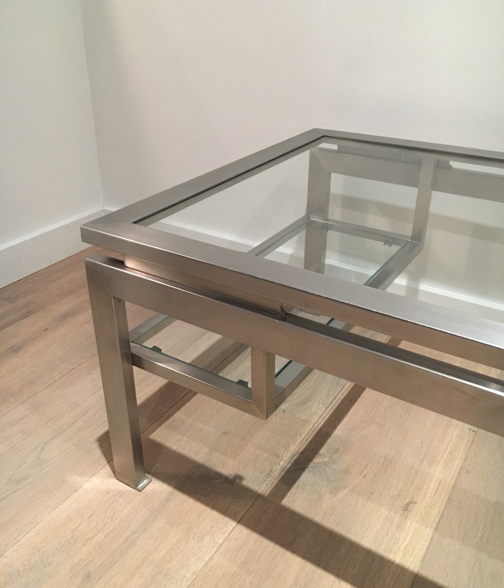 Modernist Brushed Metal Coffee Table By Guy Lefèvre For At Pamono Modernist Brushed Metal Coffee Table By Guy Lefèvre