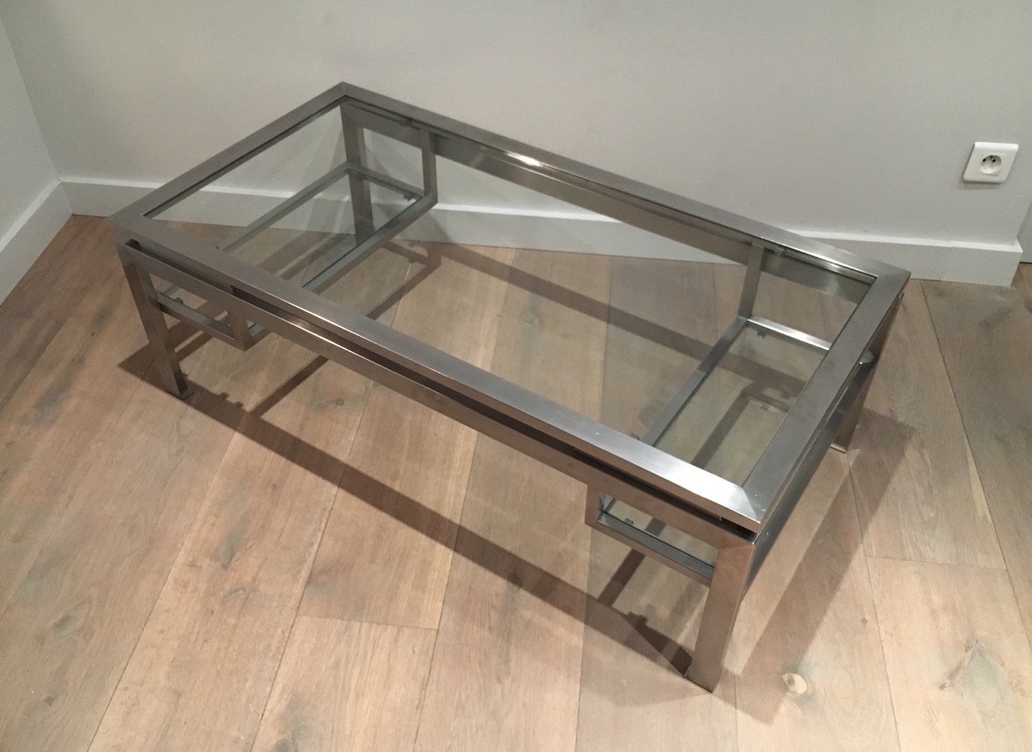 Modernist Brushed Metal Coffee Table By Guy Lefèvre For At Pamono Modernist Brushed Metal Coffee Table By Guy Lefèvre