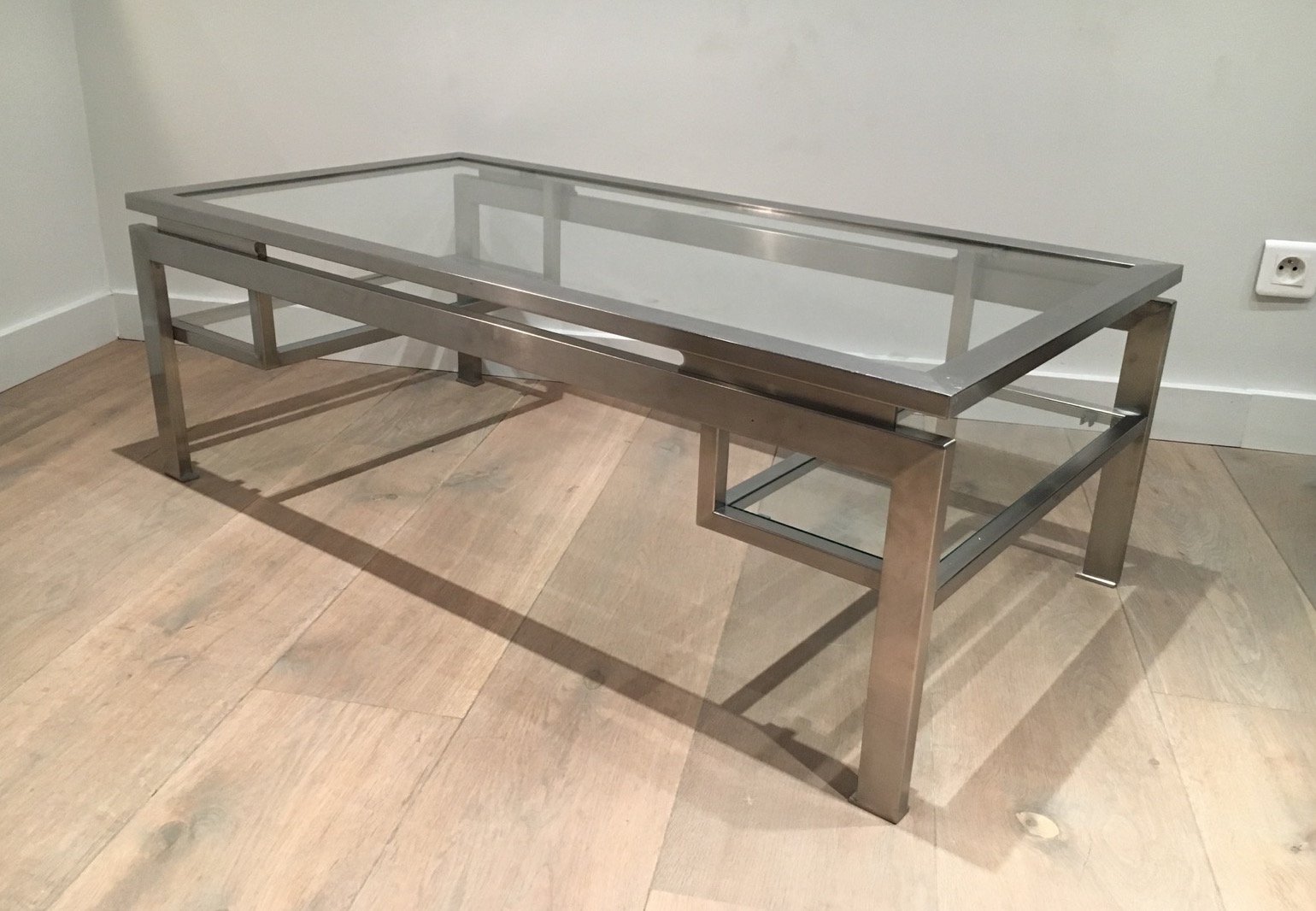 Modernist Brushed Metal Coffee Table By Guy Lefèvre For At Pamono Modernist Brushed Metal Coffee Table By Guy Lefèvre