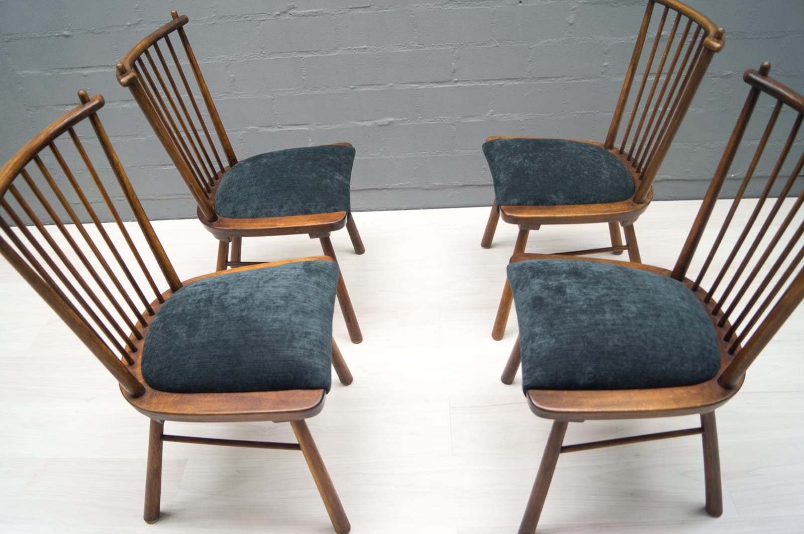 Vintage Wooden Dining Chairs, 1950s, Set of 4 for sale at Pamono