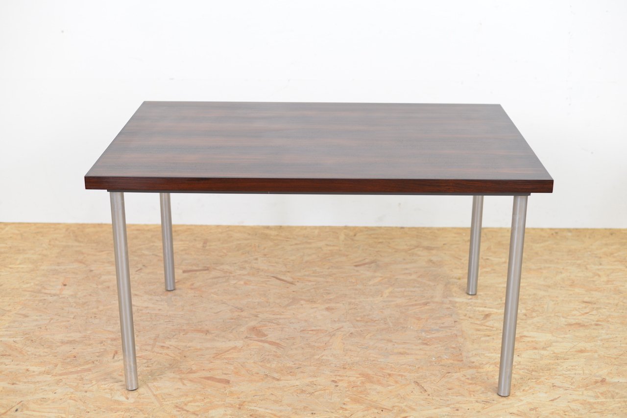 Mid Century Rosewood Table With Tubular Metal Legs 1960s For Mid Century Rosewood Table With Tubular Metal Legs 1960s