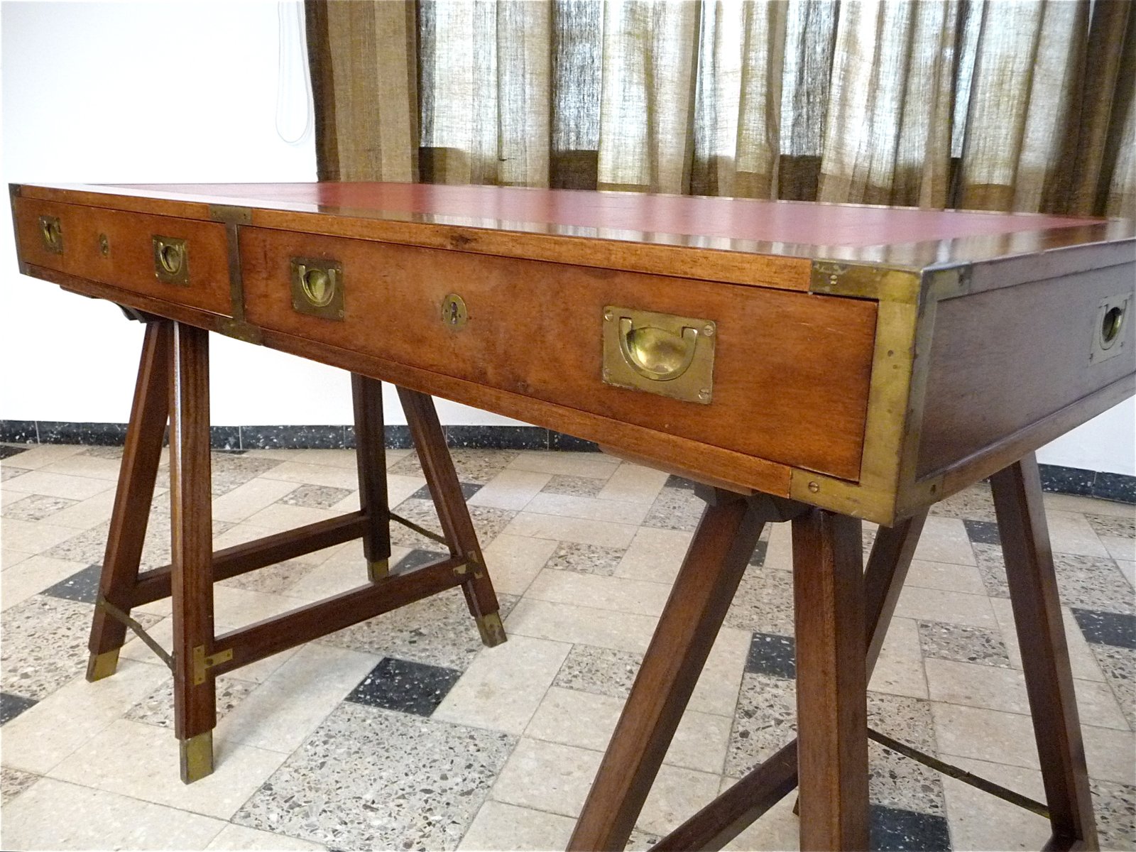 Vintage British Campaign Desk In Mahogany And Leather For At Vintage British Campaign Desk In Mahogany And Leather