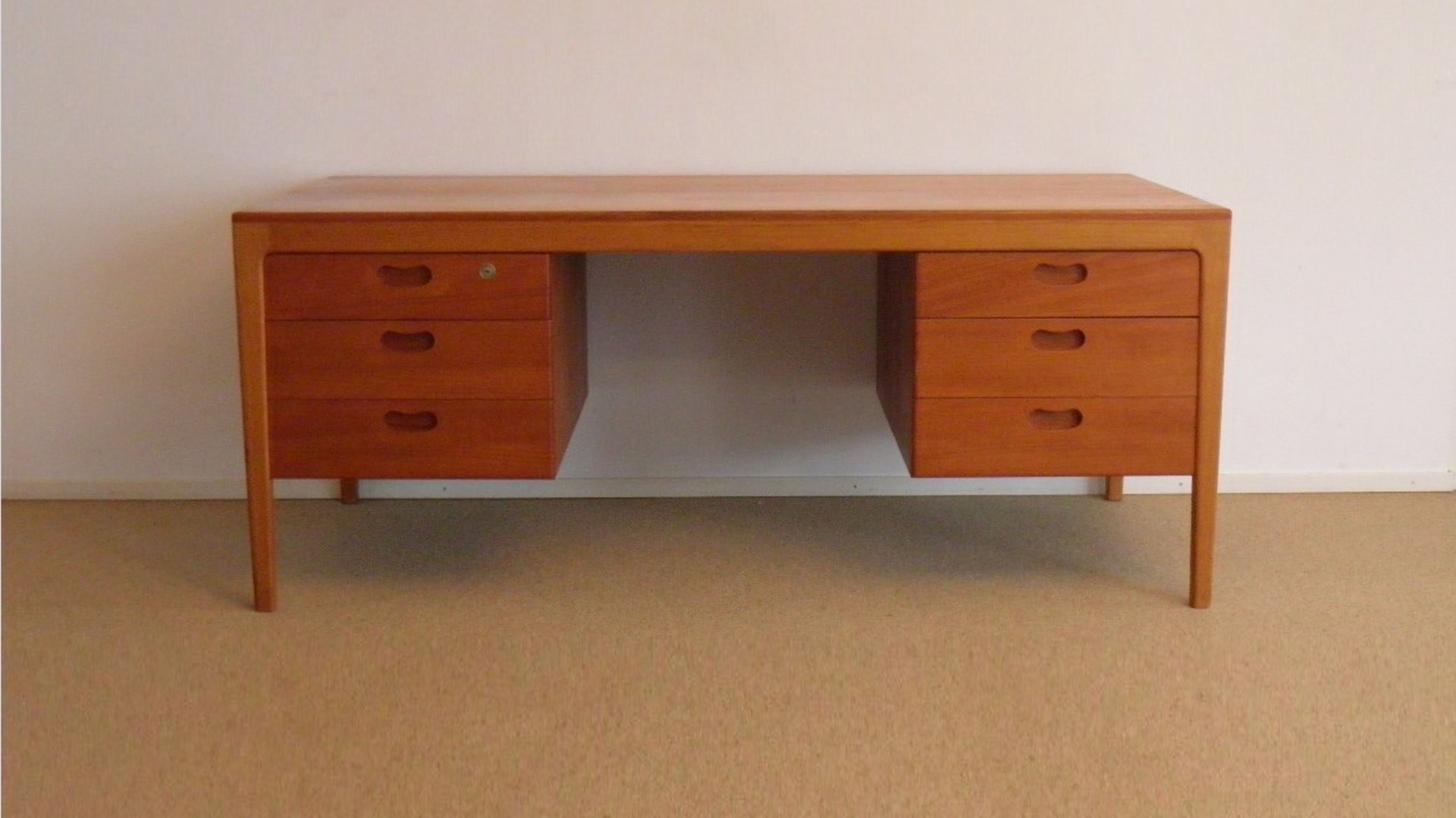 Mid Century Danish Desk With Flanking Drawers 1960s For At Mid Century Danish Desk With Flanking Drawers 1960s