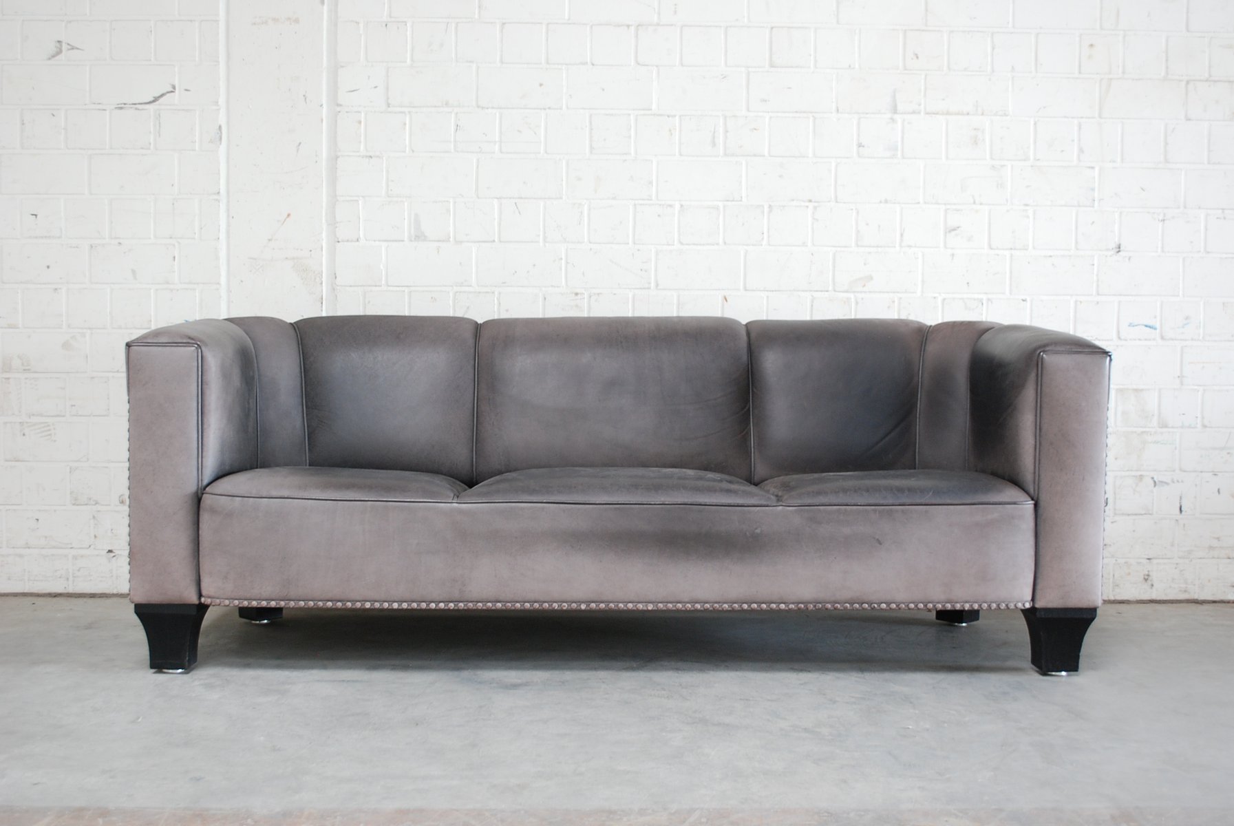 Vintage Palais Stoclet Leather Sofa By Josef Hoffmann For Wittmann Vintage Palais Stoclet Leather Sofa By Josef Hoffmann For Wittmann 1980s