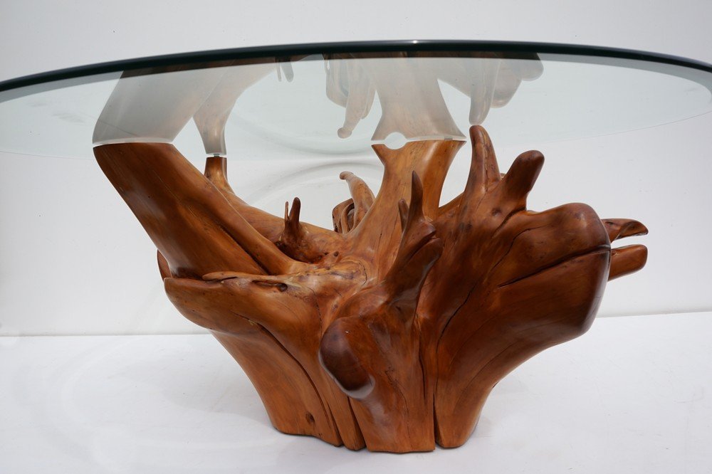 Tree Root Coffee Table Drinker Mid Century Teak Tree Root Coffee Table With Beveled Gl Top