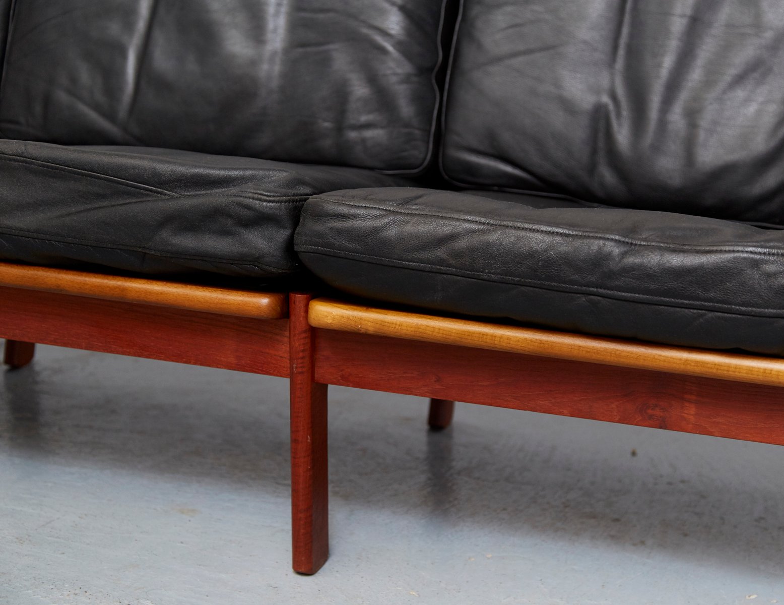 Mid Century Teak Leather Sofa By Illum Wikkelsø For Niels Price 2 786 00 Regular 3 238