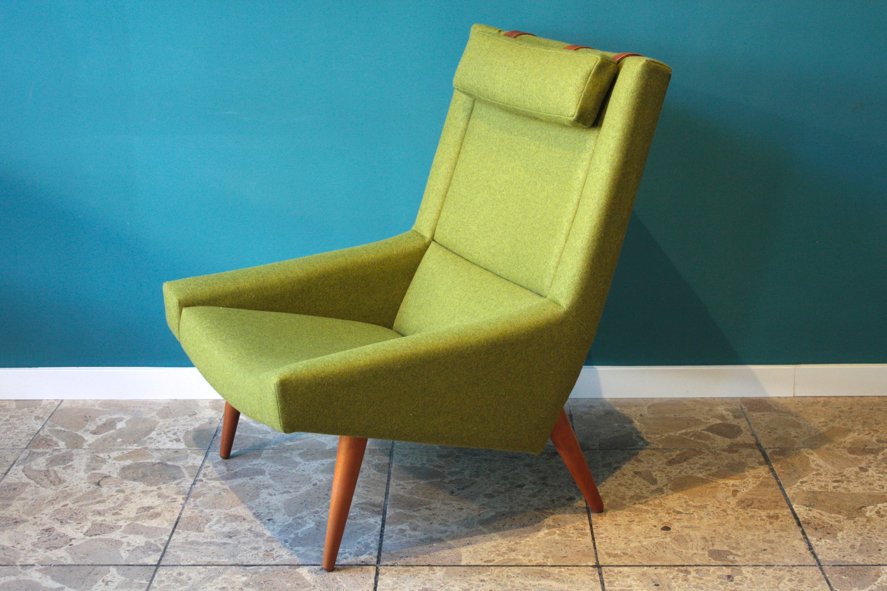 Vintage Highback Green Lounge Chair By Illum Wikkelso For Soren Vintage Highback Green Lounge Chair By Illum Wikkelso For Soren Willadsen
