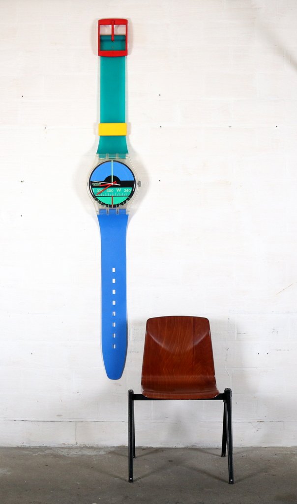 Large Watch Wall Clock from Swatch, 1987 for sale at Pamono