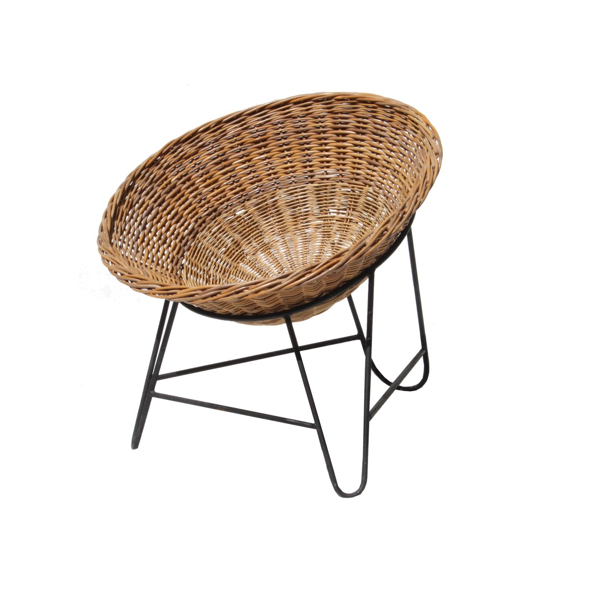 mid century french rattan basket chair 1950s 1