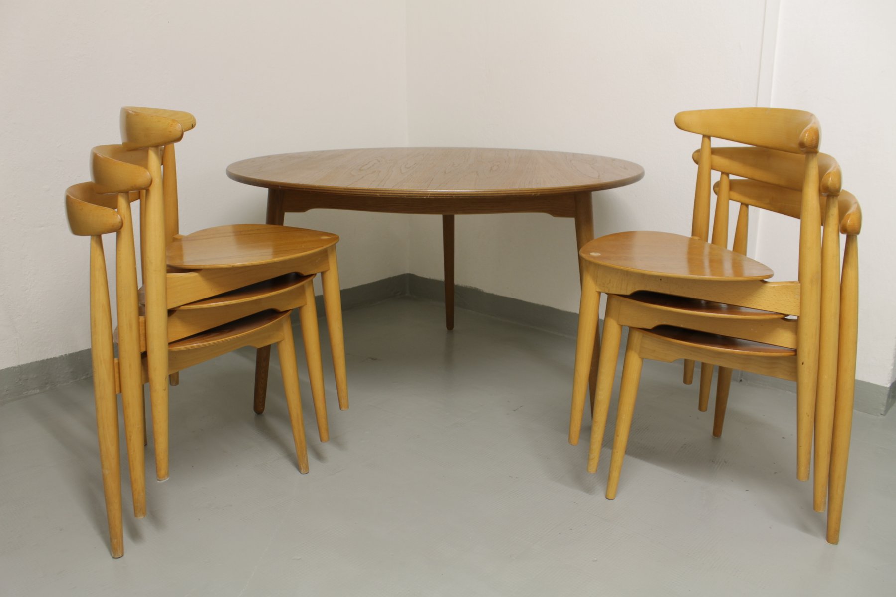 Heart Dining Set by Hans J Wegner for Fritz Hansen 1950s for sale