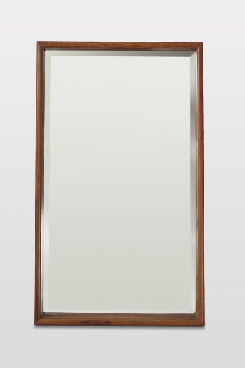 Danish Bevelled Teak Wood Mirror 1960s For At Pamono Danish Bevelled Teak Wood Mirror 1960s