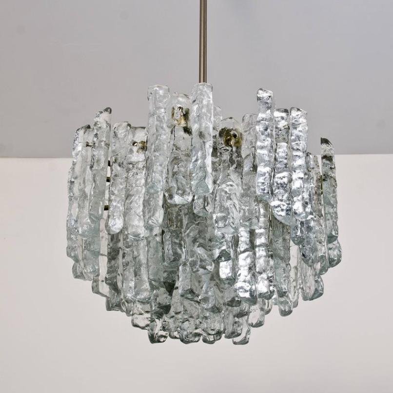 Large Modern Ice Glass Chandeliers By J T Kalmar 1970s Set Of 2 Large Modern Ice Glass Chandeliers By J T Kalmar 1970s Set Of 2 For At Pamono