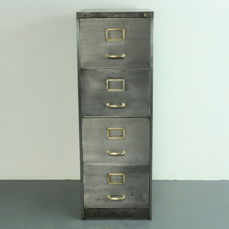 Vintage Polished Steel 4 Drawer Filing Cabinet For At Pamono Vintage Polished Steel 4 Drawer Filing Cabinet