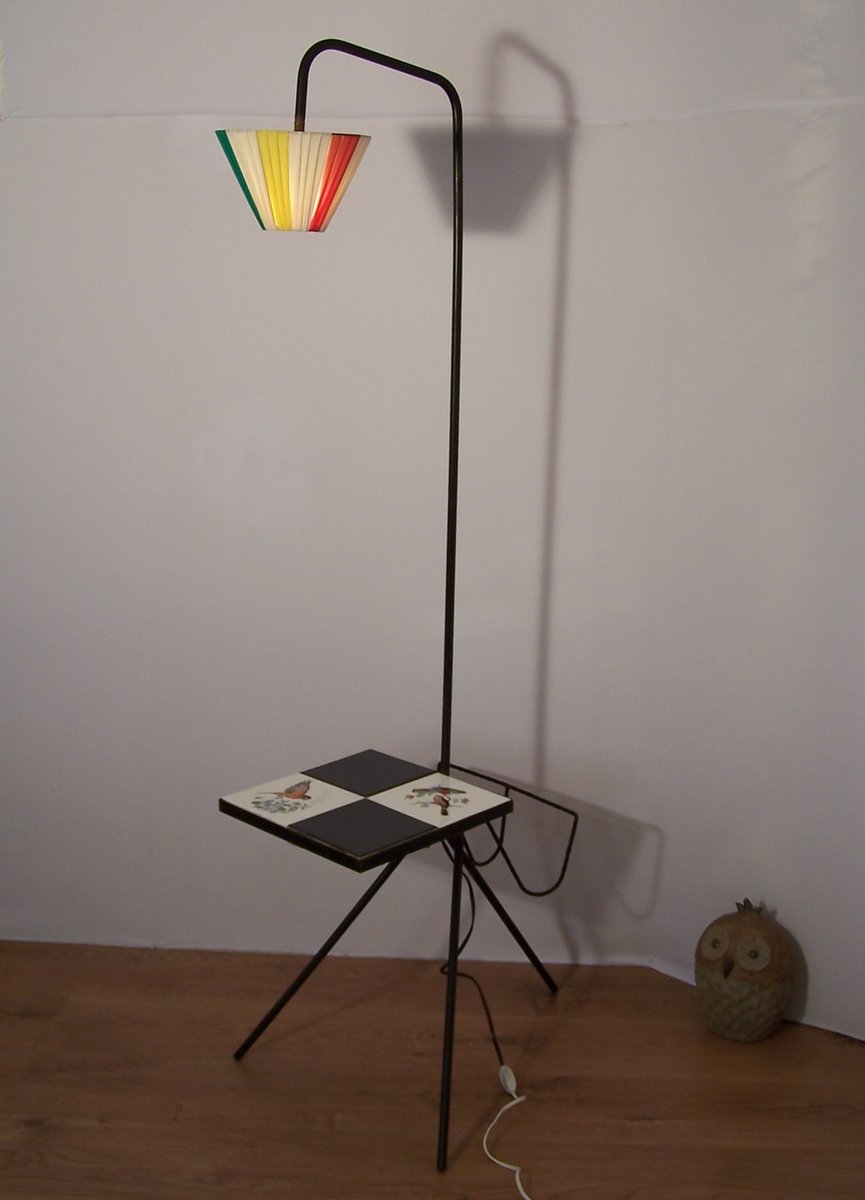 Vintage Floor Lamp with Magazine Holder & Table for sale ...