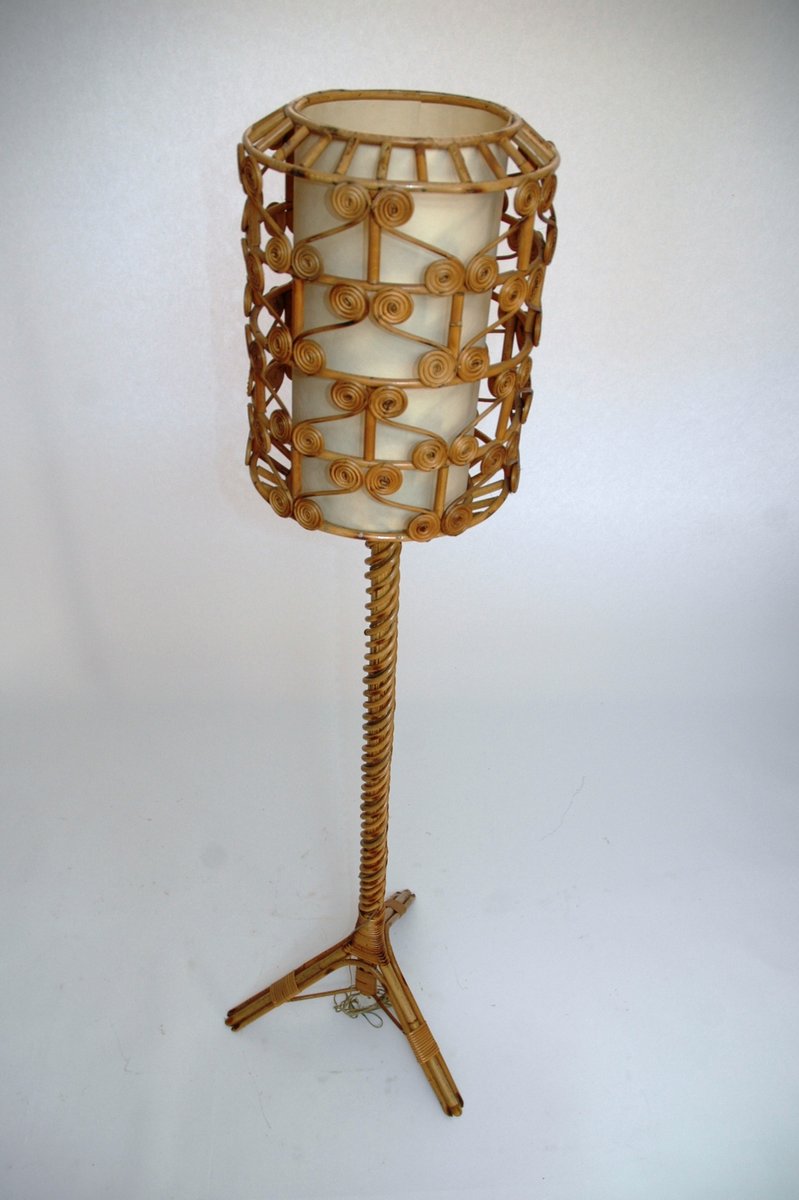 Vintage Rattan Floor Lamp for sale at Pamono