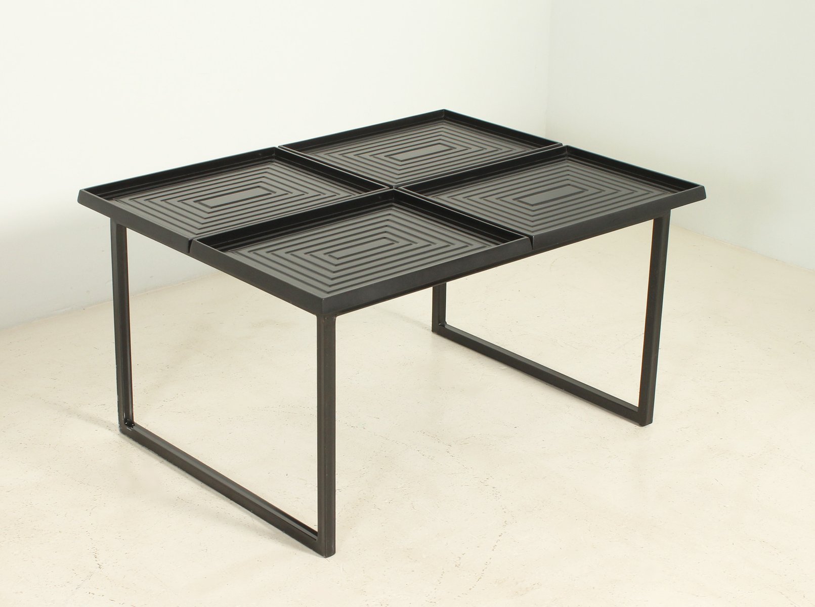 Geometric Coffee Table With Removable Trays 1980s For At Pamono Geometric Coffee Table With Removable Trays 1980s