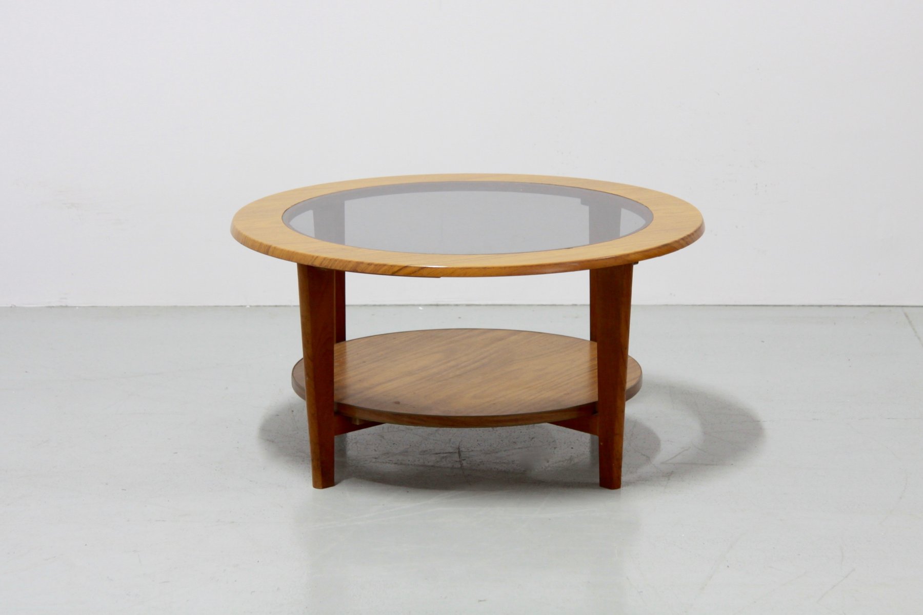 Vintage Danish Round Coffee Table With Glass 1960s For At Pamono Vintage Danish Round Coffee Table With Glass 1960s