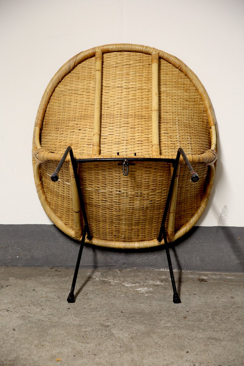 Round Bamboo Basket Chairs, 1950s, Set of 2 for sale at Pamono