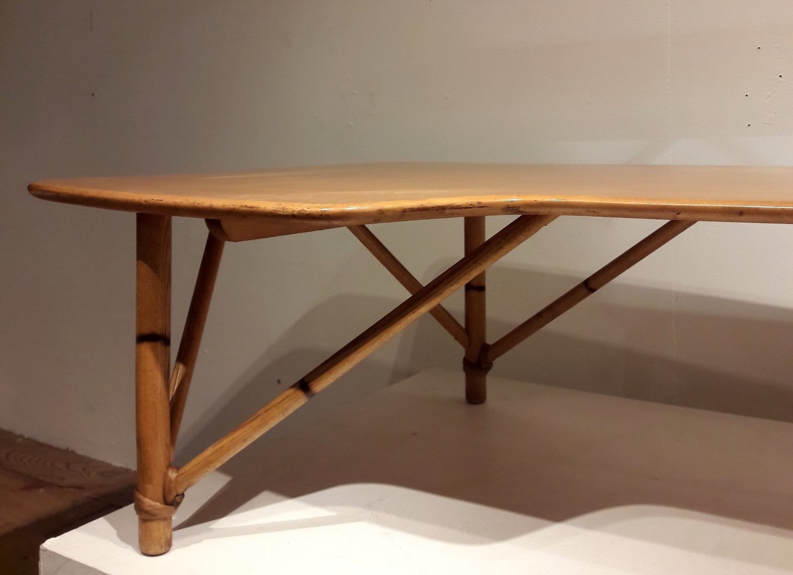 Wood And Bamboo Coffee Table 1950s For At Pamono Price Per Piece