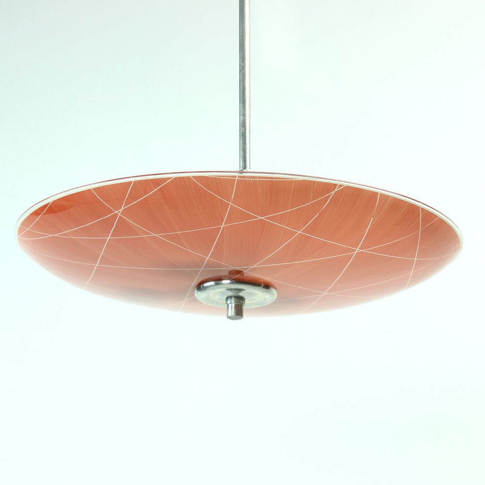 rote glas deckenlampe von napako 1960er 3